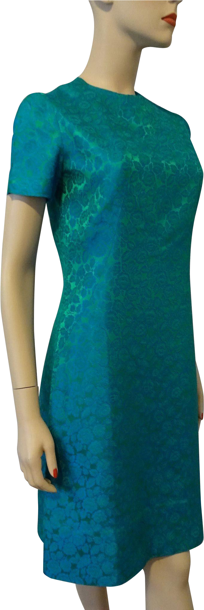 Vintage 1950s Brocade Dress Fit And Flare Blue Green - Blue (2048x2048), Png Download