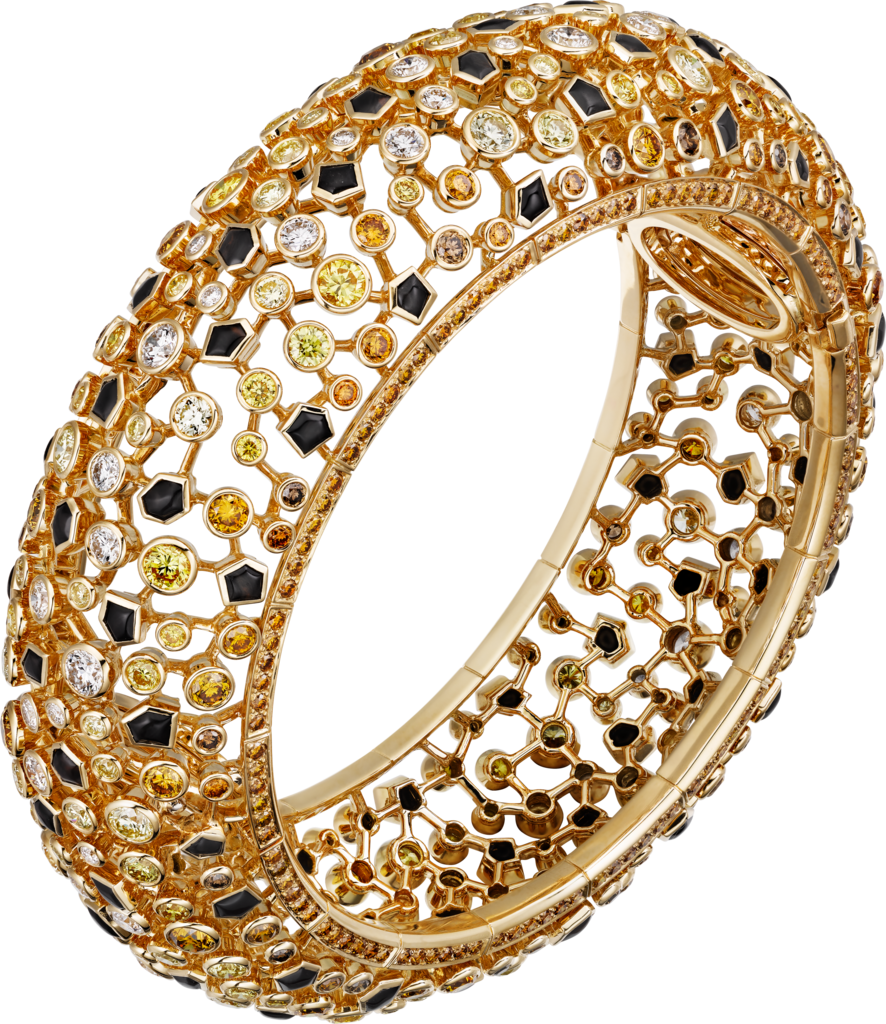 High Jewelry Braceletyellow Gold, Obsidians, Orange - High Jewelry Gold Bangles (886x1024), Png Download