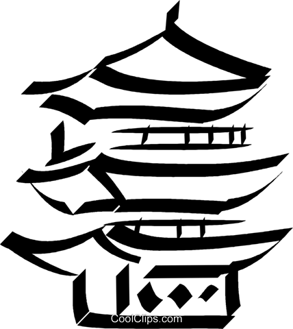 Pagoda/temple Royalty Free Vector Clip Art Illustration - Пагода Png (428x480), Png Download