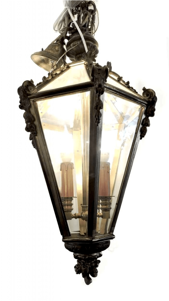 Late 19th Century Hanging Glass Pendant & Bronze Light - Sconce (1000x1000), Png Download