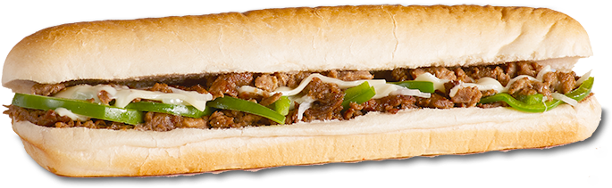 Cheesesteak Seasoned Steak Meat, Onions, & Green Peppers - Meat Sandwich Png (757x280), Png Download