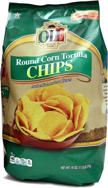 Tortilla Chips Rounds - Ole Tortilla Chips, Corn - 18 Oz (712x882), Png Download