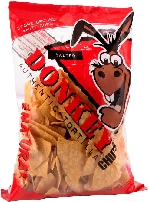 Donkey Chips Unsalted Tortilla Chips, 14 Oz (583x667), Png Download