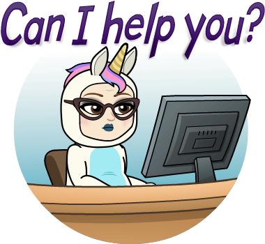 The Admin Unicorn - Can I Help You Bitmoji (398x398), Png Download