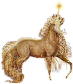 Animal, Animals, Unicorn, Unicorns - Horse Transparent Gold Unicorn (397x400), Png Download
