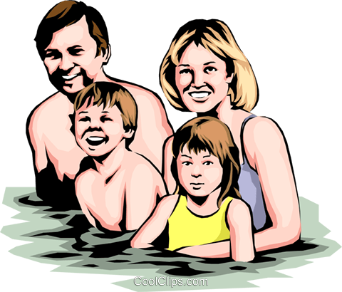 Family Swimming Royalty Free Vector Clip Art Illustration - Family Swimming Clip Art (480x410), Png Download