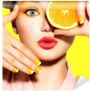 Teen Girl With Freckles, Red Hairstyle, Yellow Makeup - Lemon Moodboard (400x400), Png Download