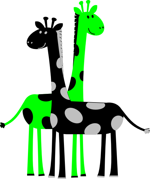 Black And Green Giraffes Clip Art At Clker - Red And Black Giraffe (504x599), Png Download