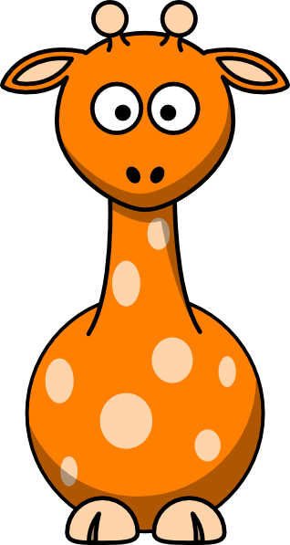 Orange Giraffe Clip Art - Water Animals Clip Arts Black And White (318x597), Png Download