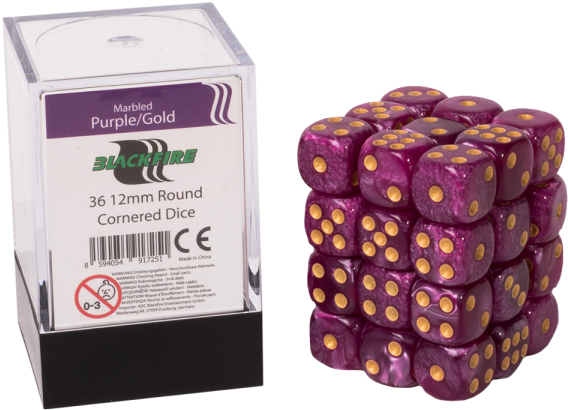 Blackfire Dice Cube Ā€“ 12mm D6 36 Dice Set Ā€“ Marbled - Blackfire Dice Cube - 12mm D6 36 Dice Set - Marbled (600x600), Png Download