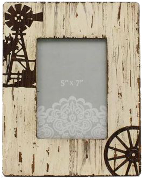 Western Moments Distressed Iv Windmill Wood Frame - (700x700), Png Download