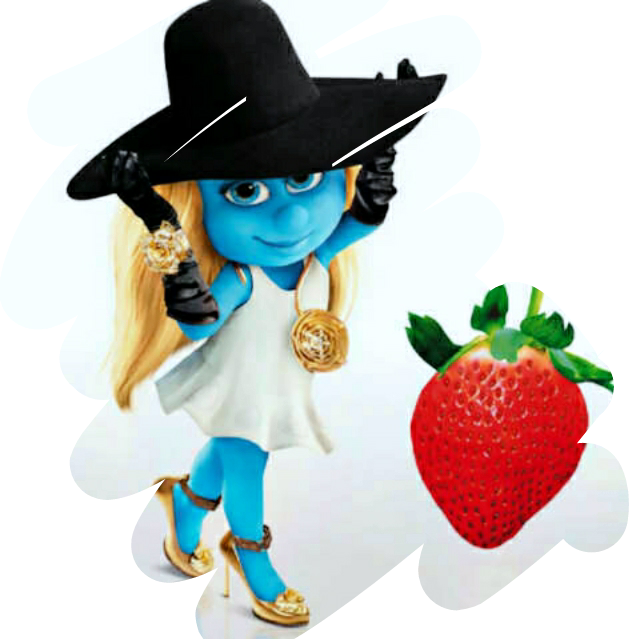Thesmurf Smurf Blue White Gold Strawberry - Smurfette Harper's Bazaar (629x639), Png Download