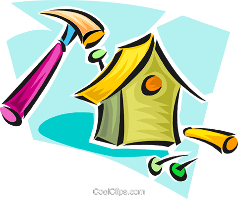 Building A Birdhouse Royalty Free Vector Clip Art Illustration - Building A Birdhouse Clipart (480x402), Png Download