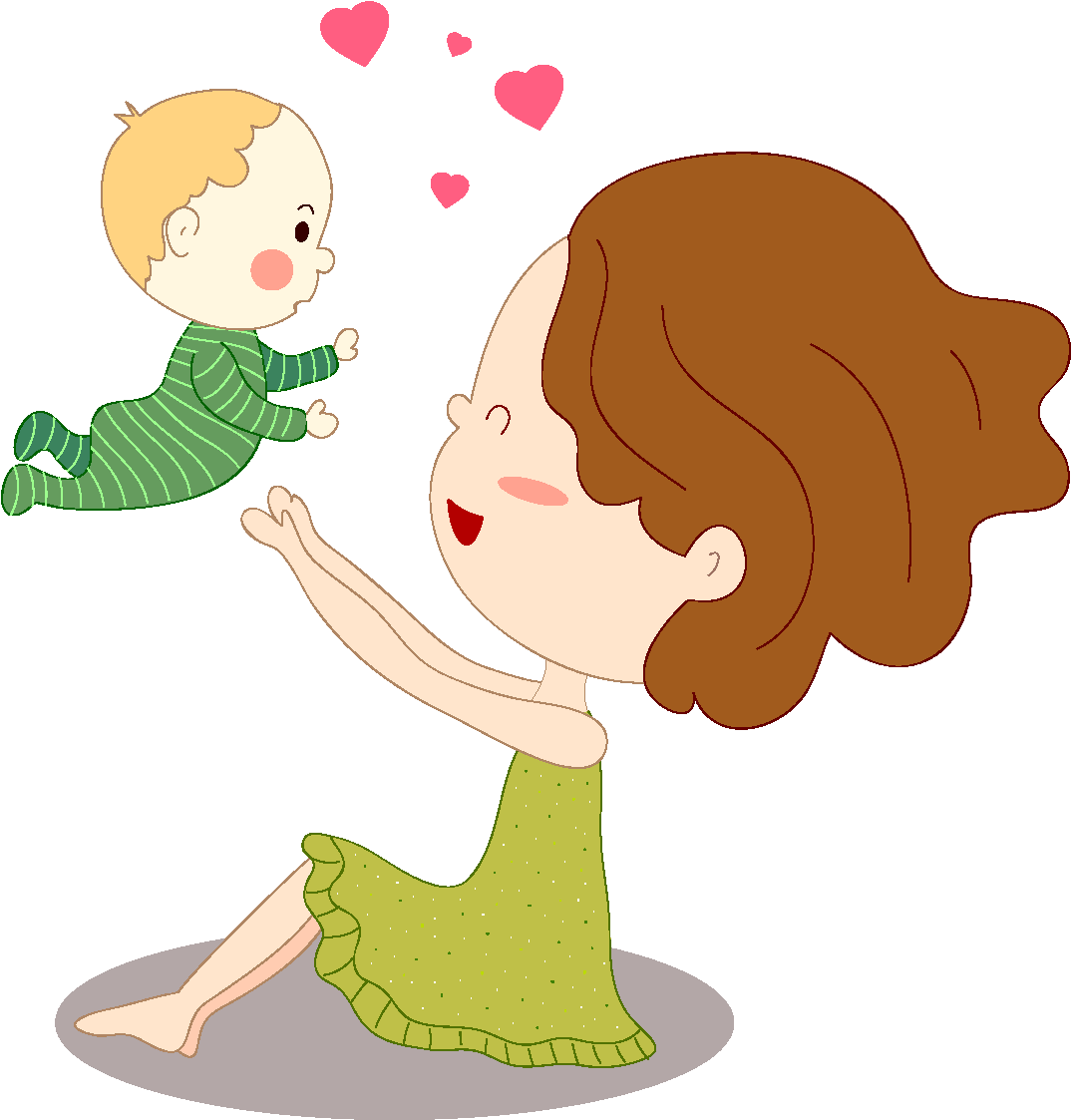 Cartoon Cute Mother And Child Parenthood - Child (1772x1378), Png Download
