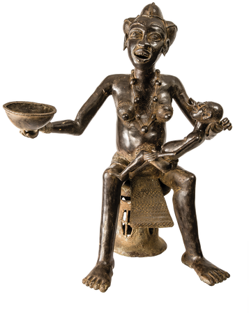 A Woman's Primary Role In African Tribal Society Is - Bronze Sculpture (498x469), Png Download