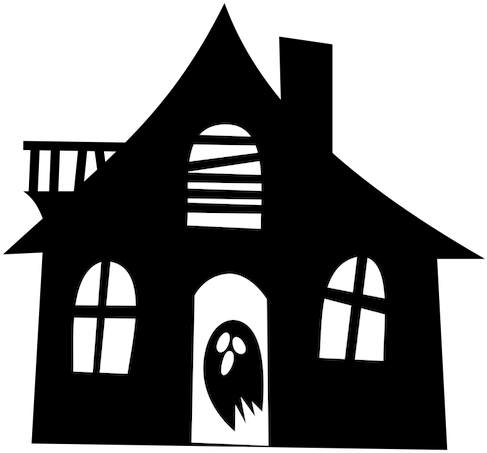 House Silhouette - Silhouette Of A Haunted House (500x465), Png Download