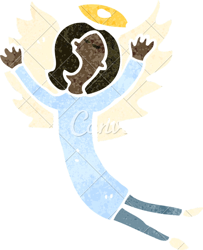 Retro Cartoon Angel Wings - Cartoon (649x800), Png Download