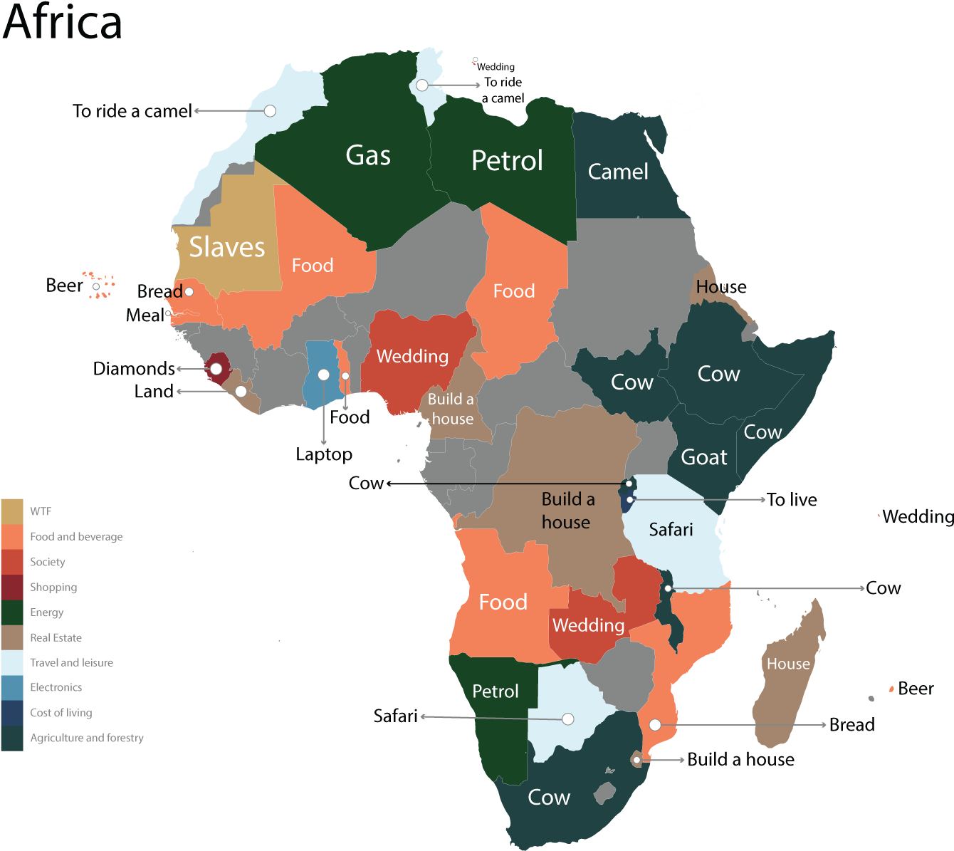 Most Googled Products In Each Country - Africa Tourist Attractions Map (1500x1228), Png Download
