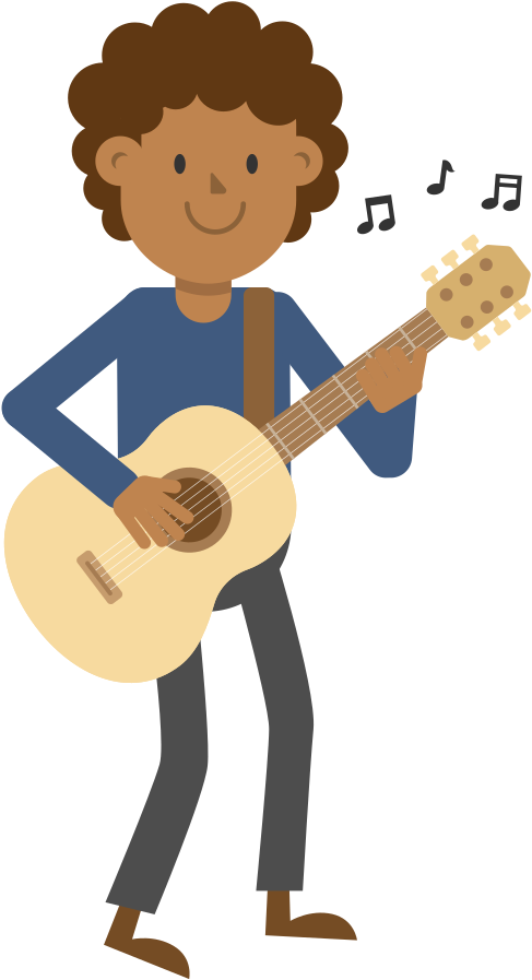 Open - Cartoon Man Playing Guitar (2000x1125), Png Download