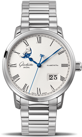 100 04 32 12 14 - Glashütte Original Senator Panorama Date Moon Phase (319x500), Png Download