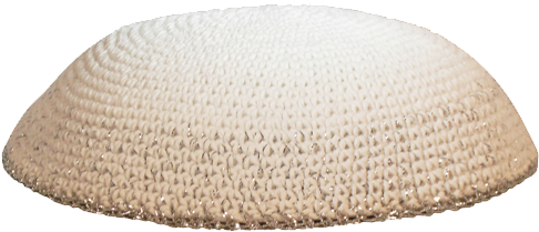 White And Silver Crochet Kippah To Tie-dye - Beanie (500x350), Png Download