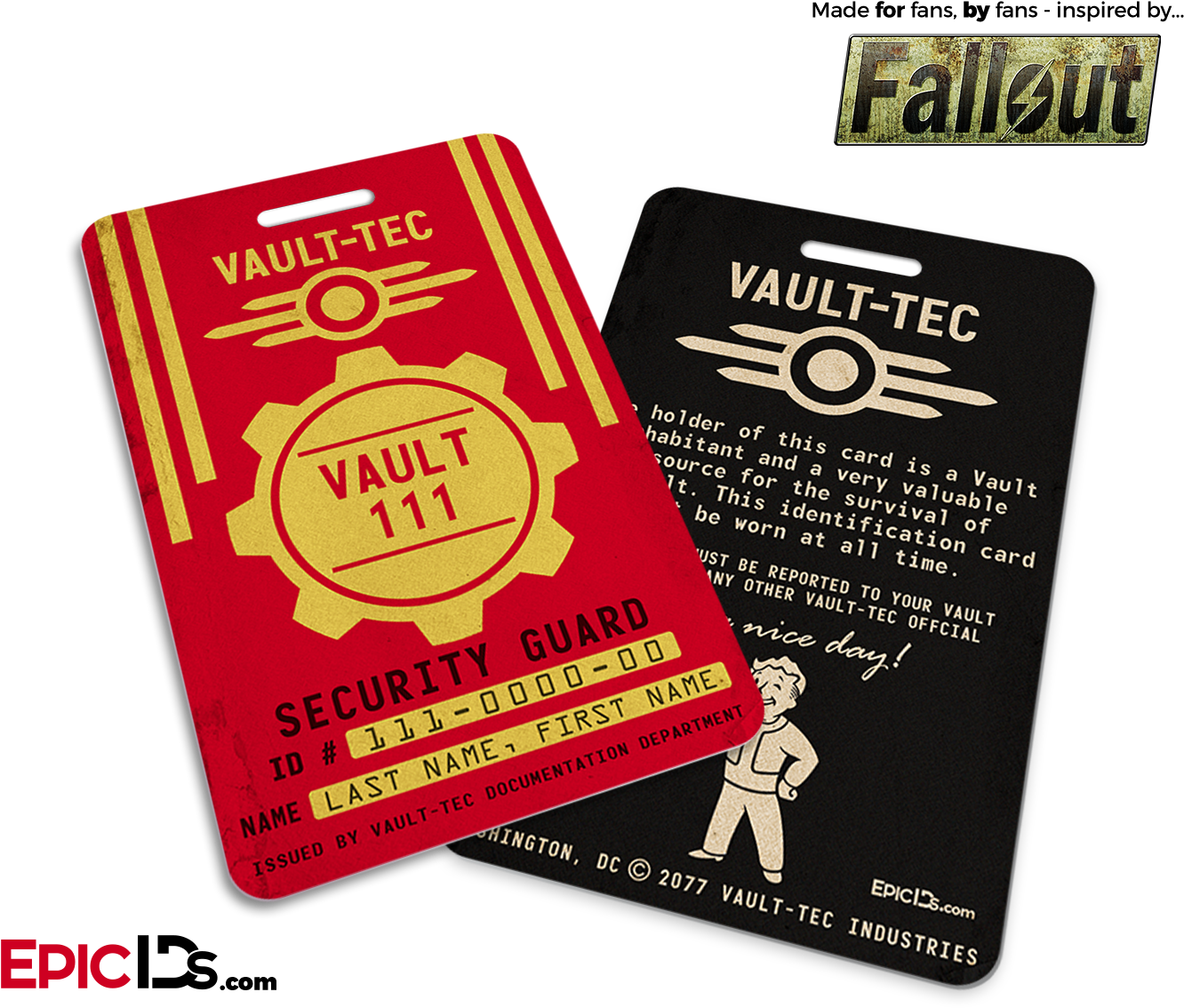 Vault Security Guard 'fallout' Cosplay Vault Id Badge - Fallout New Vegas (1417x1181), Png Download