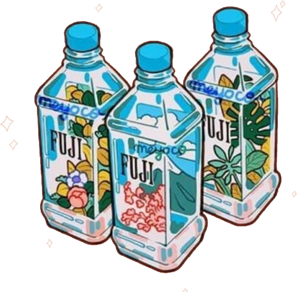 Water Fiji Fuji Cute Remix Remixit Blue Aesthetic Freet - Water Bottle Tumblr Png (1126x1024), Png Download