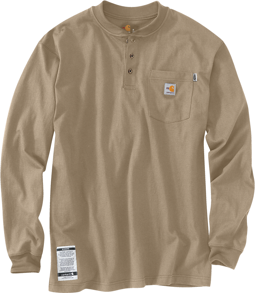 100237 Sand - Carhartt Flame-resistant Long-sleeve Henley - Blue, (1000x1000), Png Download
