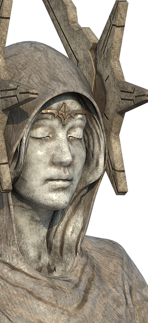Statue Head Left Side (305x663), Png Download