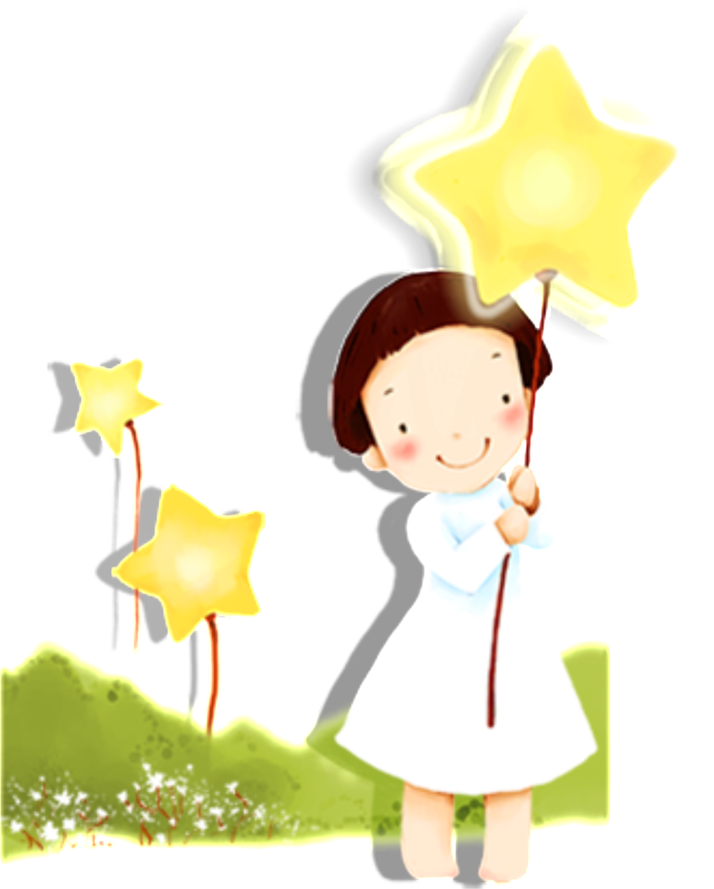 Cartoon Fairytale Pentagram Girl Pattern - Cartoon (1024x1274), Png Download