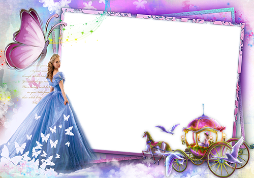 Fairytale Princess - Cinderella Photo Frame Png (500x351), Png Download