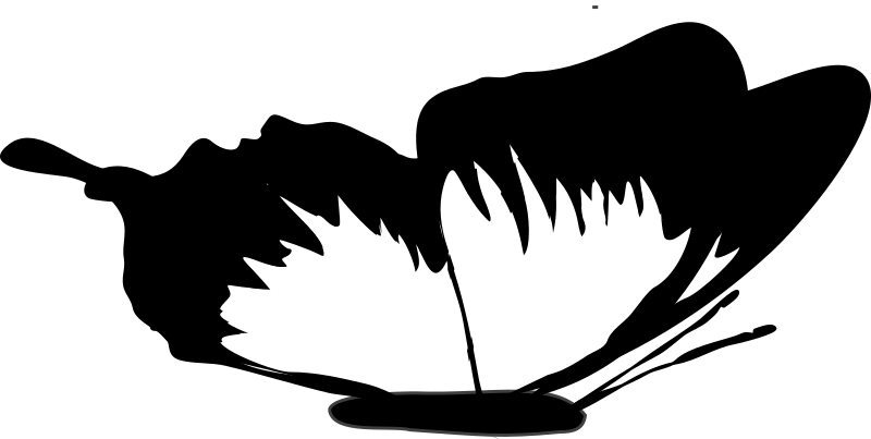 Side Butterfly Outline - Black And White Vector Outline Butterfly (800x403), Png Download