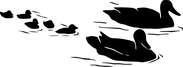Duck Family Silhouette (600x220), Png Download
