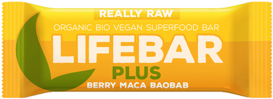 Qs-lifebar - Lifefood Organic Lifebar Plus Berry Maca Baobab, Glutenfree, (600x308), Png Download