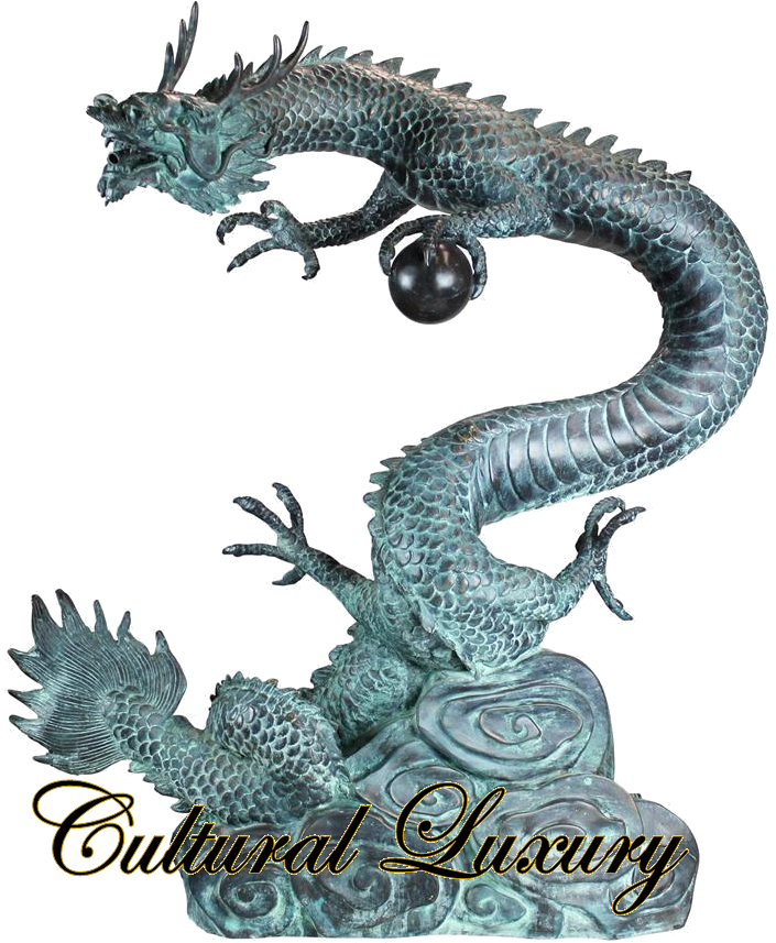 Asian Dragon With Oriental Power Orb Bronze Garden - Dragon Statue Asian (900x900), Png Download