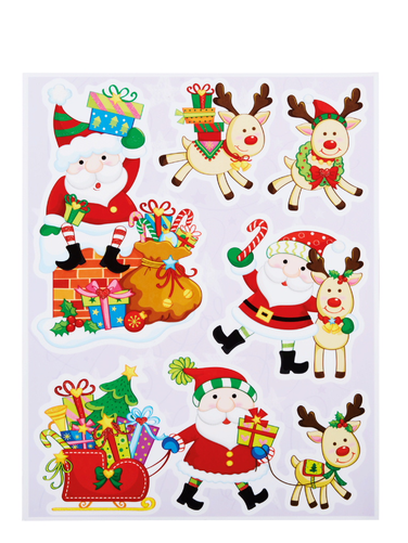Christmas Window Decals, Santa Reindeer - Window (500x500), Png Download