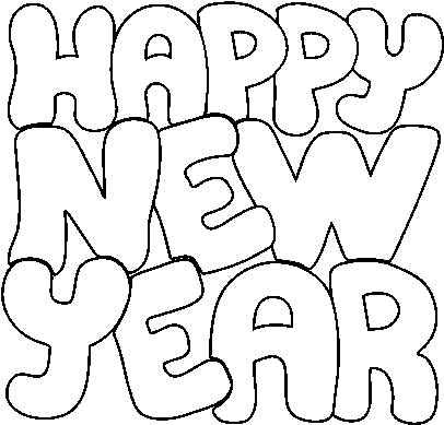 Dibujo De Feliz Año Nuevo Para Colorear - Letras Happy New Year (600x470), Png Download