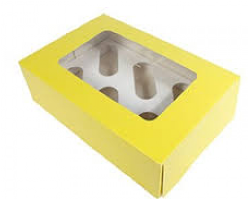 Culpitt Yellow 6 Cupcake/muffin Box (500x500), Png Download