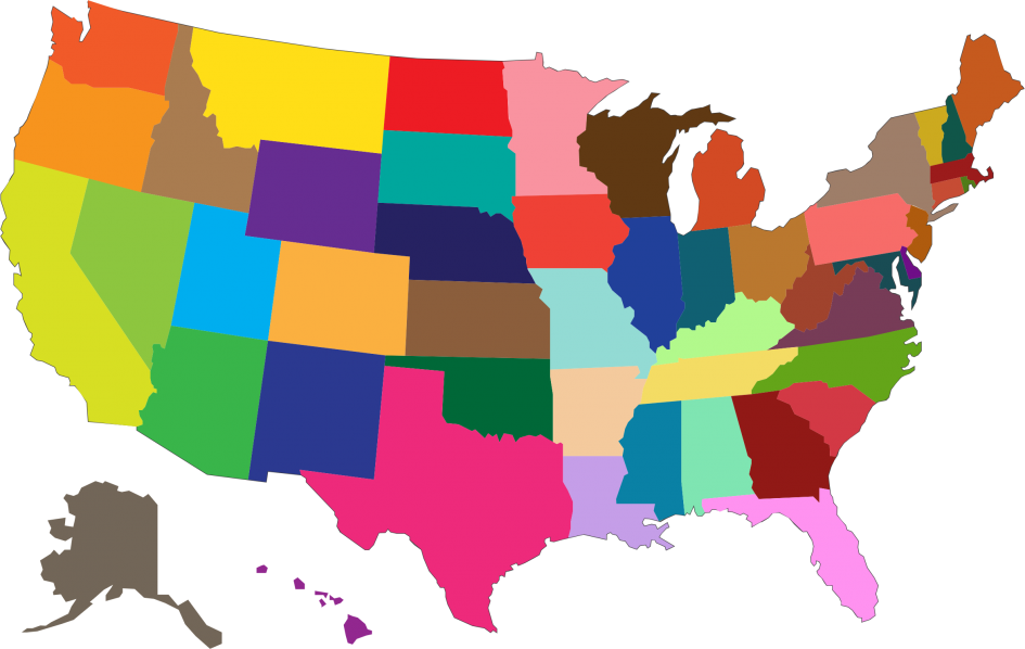 United States Clipart Cartoon Pencil And In Color United - United States Map Transparent (945x598), Png Download