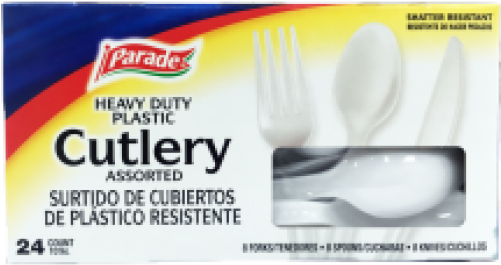 Assorted Cutlery - Hy Top Plastic Cutlery, Heavy Duty, Assorted - 24 Pieces (500x500), Png Download