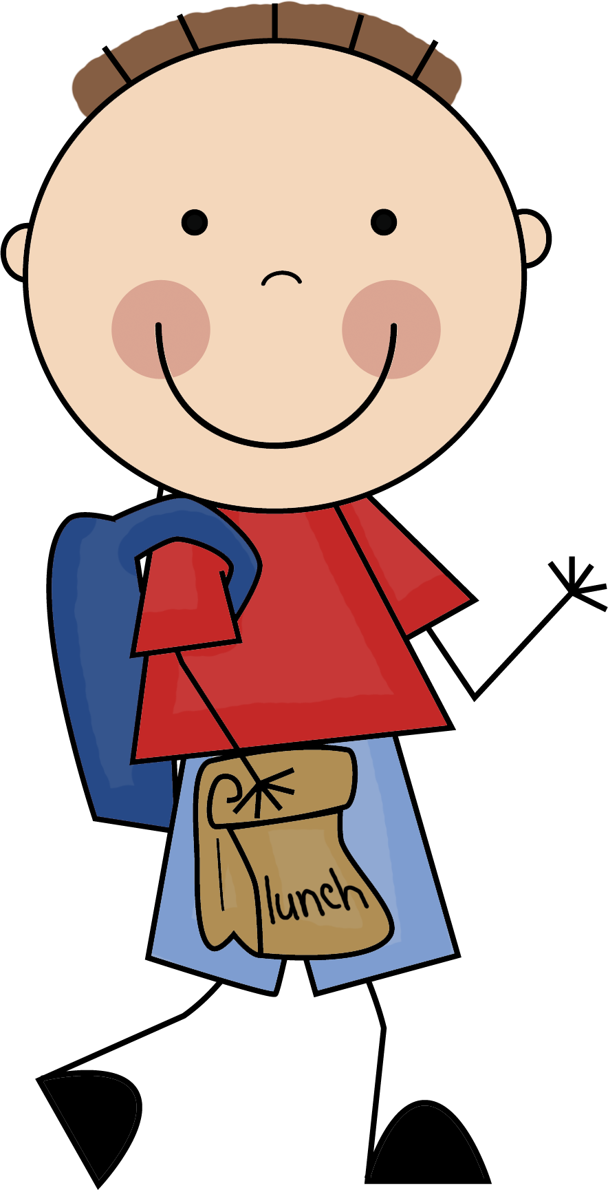 Student With Backpack Clipart - Student Clip Png (884x1729), Png Download