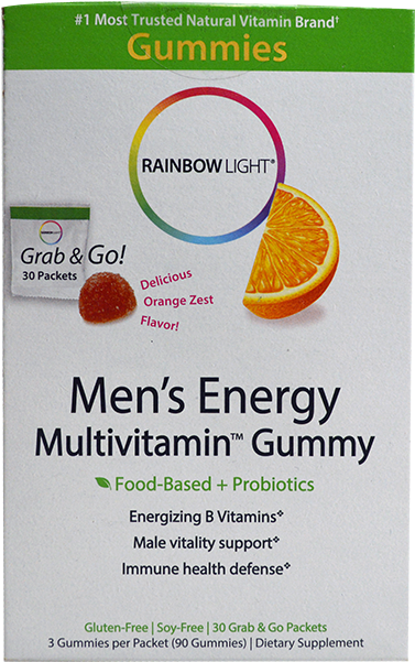Rainbow Light Gummy Multi Vitamin Mens Energy 30 Packet - Yerba Prima Organic Psyllium Whole Husks Supplement, (650x650), Png Download