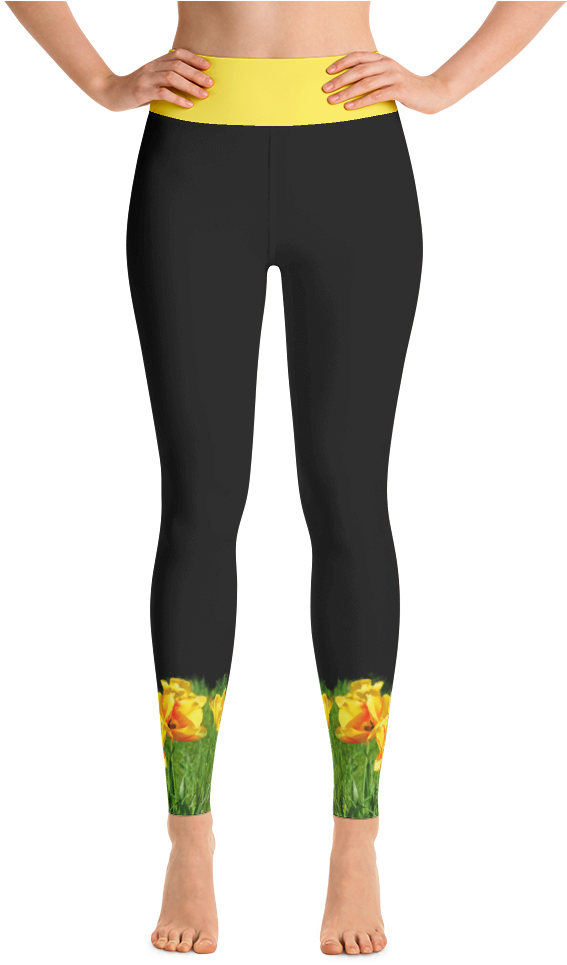 Fire Flower Yoga Leggings - Choose. (1000x1000), Png Download