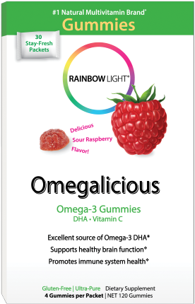 Rainbow Light Omegalicious Omega 3 Gummy Packets, 30 - Rainbow Light Gummy Omegalicious Omega 3 Formula - (292x500), Png Download