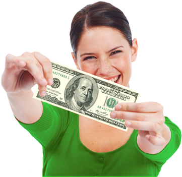 Lady Holding Cash In Hand - Set Of 144-jumbo Real Looking Fake Play Money-one Hundred (455x360), Png Download