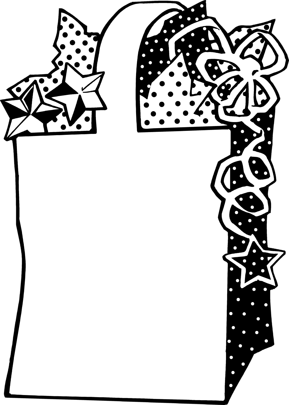 Gift Clipart Gift Bag - Black And White Gift Bag Clip Art (958x1340), Png Download