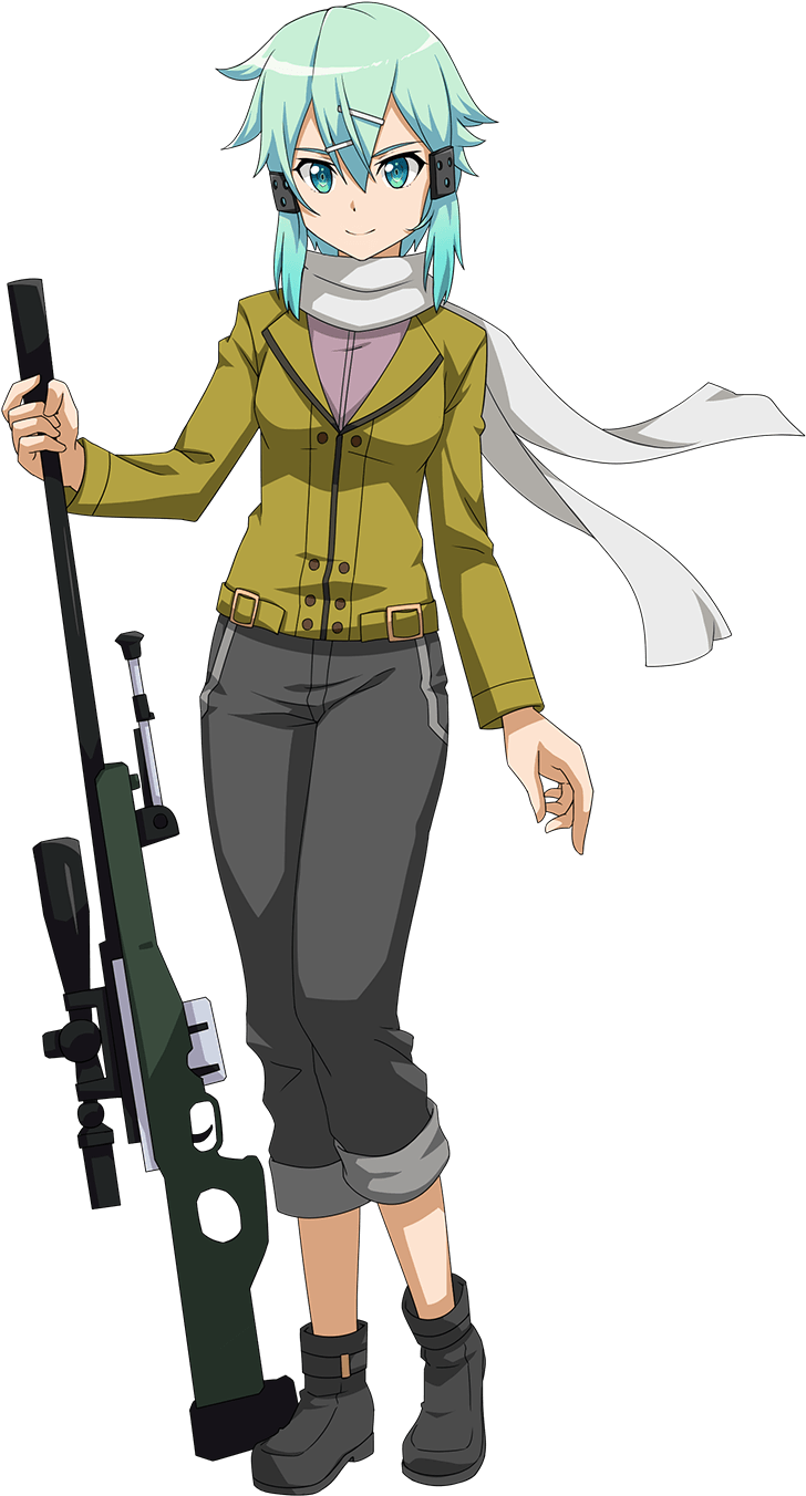 1girl Black Footwear Boots Full Body Hair Between Eyes - Sword Art Online Sinon Ggo (1500x1500), Png Download