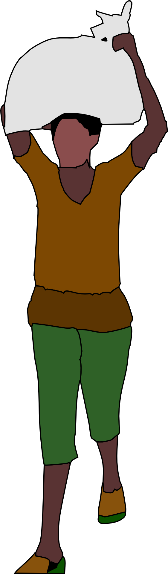 Basket Carrying Head Food Silhouette - Carry Basket On Head (960x1920), Png Download