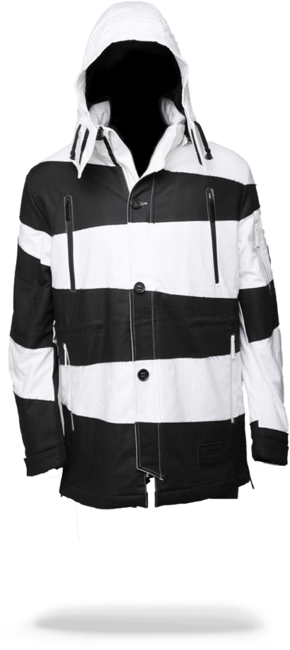 Sprayground Men's Phantom Slashes Parka Jacket: Black/white (802x1023), Png Download