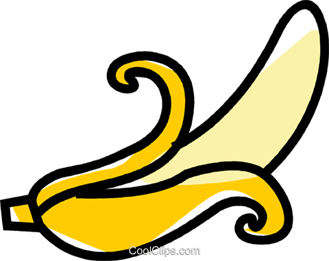 Peeled Banana Royalty Free Vector Clip Art Illustration (480x381), Png Download
